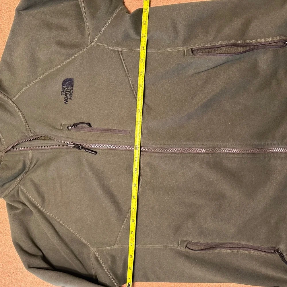 The North Face Mens Full Zip Fleece Jacket Olive Green Large Hiking Outdoor